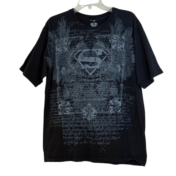 DC Comics Superman "Man of Steel" Short Sleeve Tee Shirt Black Size L - Picture 5 of 5